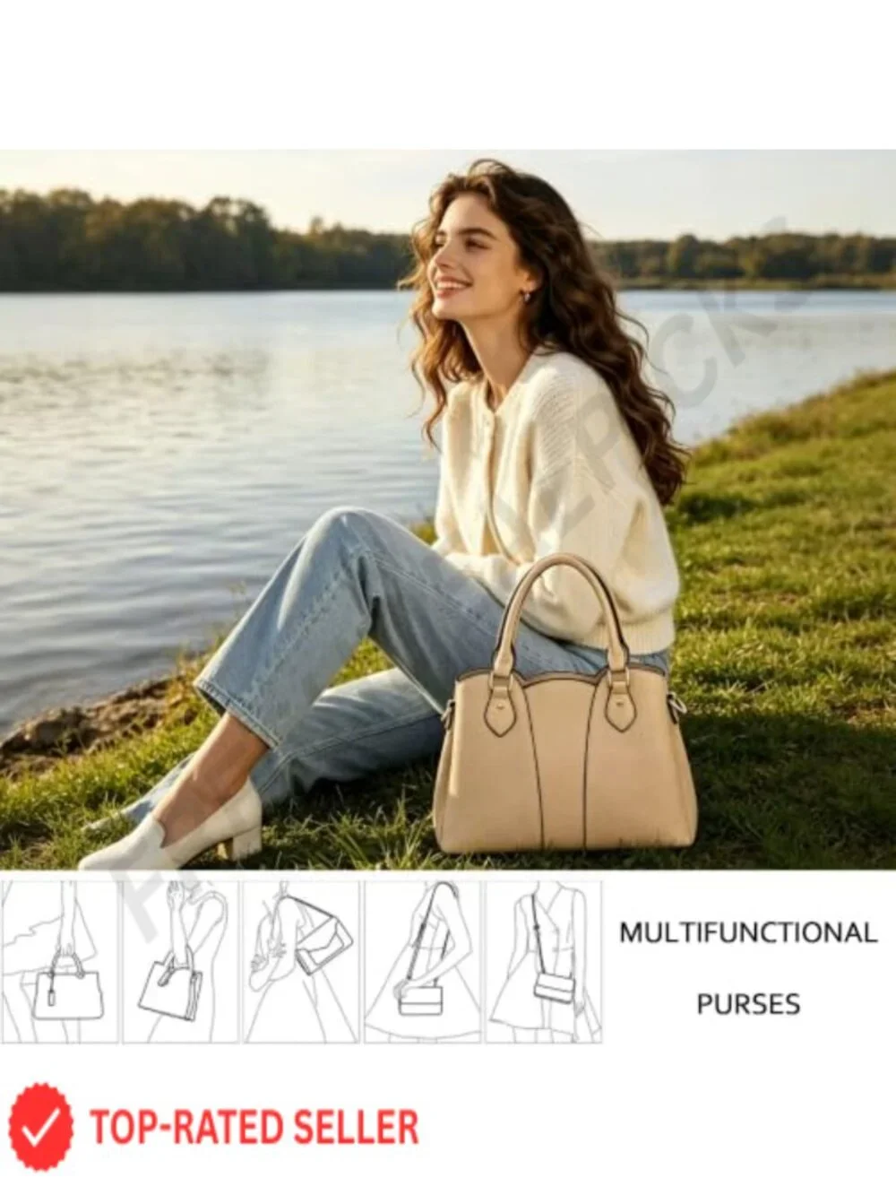 Women's Vegan Leather Crossbody Satchel Handbag Tote with Zipper Top Handle